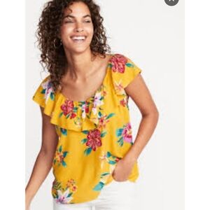Old Navy▪️Sleeveless Ruffle Trim Floral Top